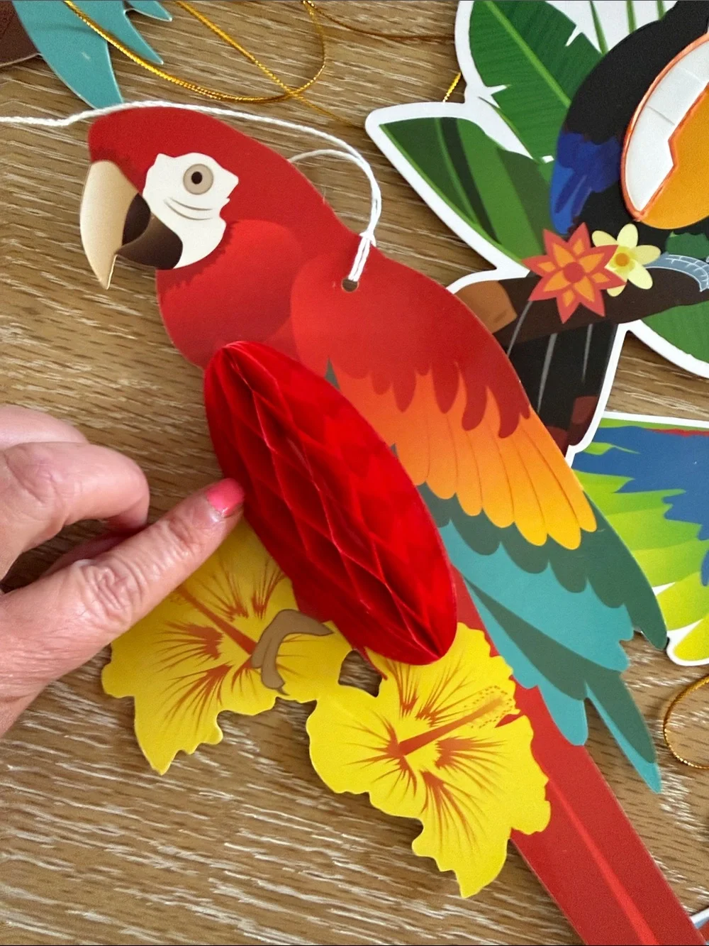 Tropical Birds and Flower Banner Hawaiian Luau Hula Party Decorations